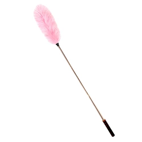 Lambs Wool Extendable Household Cleaning Duster 64" Wall Duster Cleaner with Stainless Steel Long Handle and Extension Pole for Cleaning High Ceiling Fan Interior Roof, Pink - color: Pink, size: 26-64 Inch
