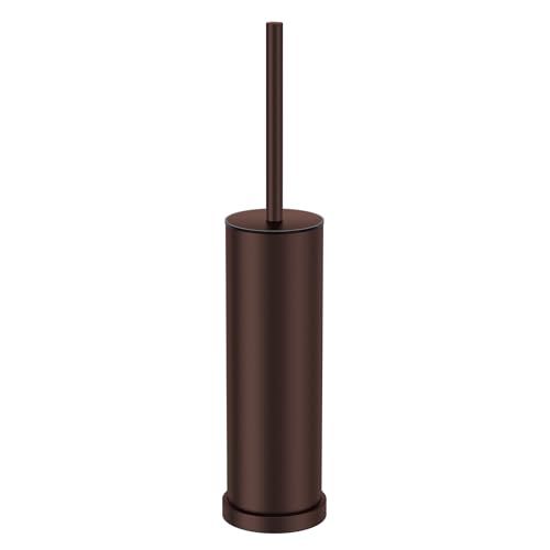 Bronze Toilet Brush and Holder Set,Stainless Steel Heavy Duty Toilet Bowl Brush,Extra Long Handled Modern Toilet Cleaner Brush with Replaceable Head, Removable Inner Bowl, and Splash Protection - color: Bronze