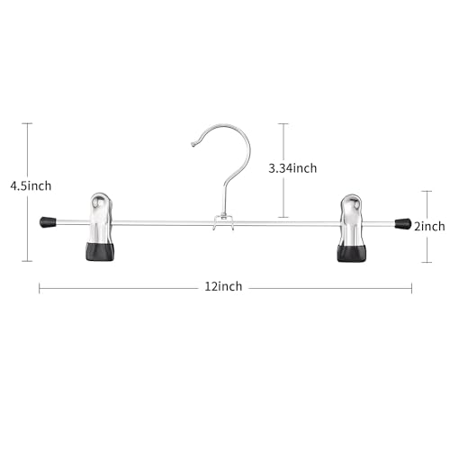 Pants Hangers with Clips, Skirt Hangers,12 Inch 12 Pack, Black - color: Black-12pack, size: 12Inch