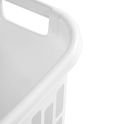 Rectangular Open Plastic Laundry Basket, Suitable for Small Spaces, White