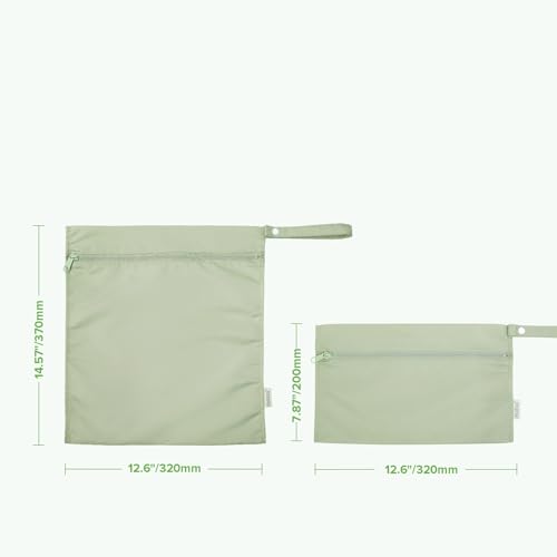 haakaa Wet Dry Bags for Baby, Water Resistant Wet Dry Bag, 2pcs, Grass - color: Grass