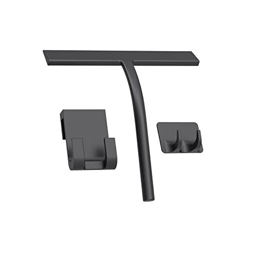 Silicone Shower Squeegee, Black, 9 inch - size: 9 inch( 2hooks)