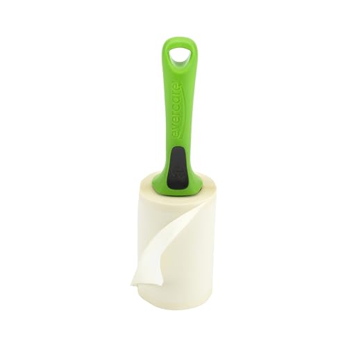 Evercare Pet Hair Lint Rollers All Purpose Use Easy-Tear Sheets Per Roll Reusable Sticky Roller Pets Cat,Dog Hair Remover Contoured Handle for Furniture Clothing & Cars,Green, 200 Sheets (Pack of 12) - size: Pack of 12 (200 Sheets)