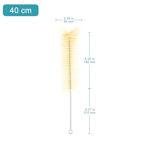 stonylab Cylinder Brushes, 4-Pack Soft Bristle Lab Glassware Cleaning Brushes with Stainless Steel Handle for 50-1000 ml Cylinders, 40cm
