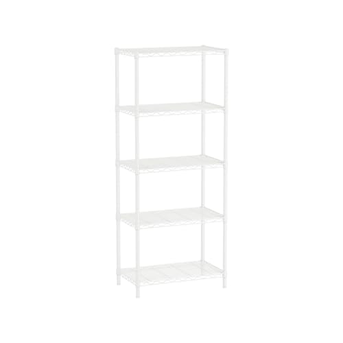 SINGAYE 5 Metal Shelves Wire Shelving Storage Shelf Adjustable Unit Pantry - color: White, size: 5 Tier 14"Dx24"Wx59.5"H