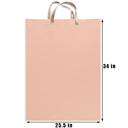 LOLOMLO Extra Large Canvas Laundry Bags with Handles & Drawstring Closure, Heavy Duty Tears Resistant Clothes Storage Travel Bags, Machine Washable Multi Use Laundry Bag liner for Laundry Hamper - color: Light Pink