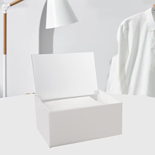Acrylic Dryer Laundry Sheet Holder Dispenser Container Box with Lid, White - color: White