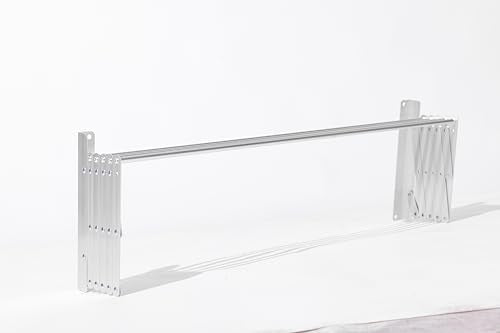 Laundry Drying Rack Wall Mount - Towel Rack Collapsible, Retractable Drying Rack Easy Install Space Saving with 5 Drying Rods