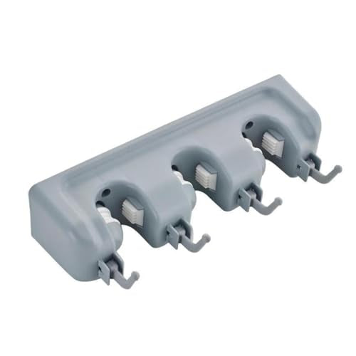 1 PCS Rectangular Heavy-Duty Wall-Mounted Broom/Broom Rack for Home, Garage, Garden, Laundry, or Kitchen 3 Shelves, 4 Hooks - color: white-01