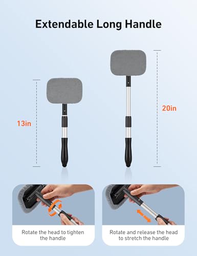 AstroAI Windshield Cleaner Extendable 180° Rotating Handle, Gray - color: Gray