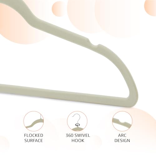 Amazon Basics Slim Velvet Non-Slip Space Saving Suit Clothes Hangers, Closet Organizer, Ivory/Beige, 30-Pack - color: Ivory/Beige, size: Pack of 30