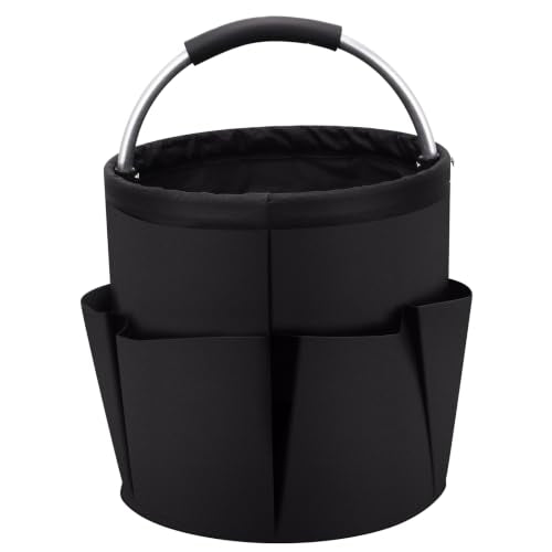 Cleaning Caddy with Handle: Cleaning Supplies Organizer - Portable Shower Caddy - Cleaning Bucket Bag 17L with 6 Pockets - Foldable Storage Basket for Home, Garden