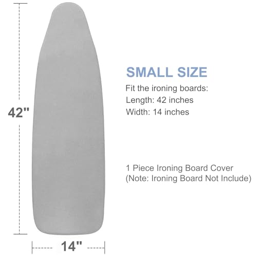 VividPaw 14x42 Inch Over-The-Door Ironing Board Cover with User-Friendly Design, Heavy-Duty Padding, Adjustable Elastic Drawstring and Fasteners - Replacement Iron Board Cover (Grey, 14" x 42") - color: Gray, size: 14" x 42" (over-the-door)