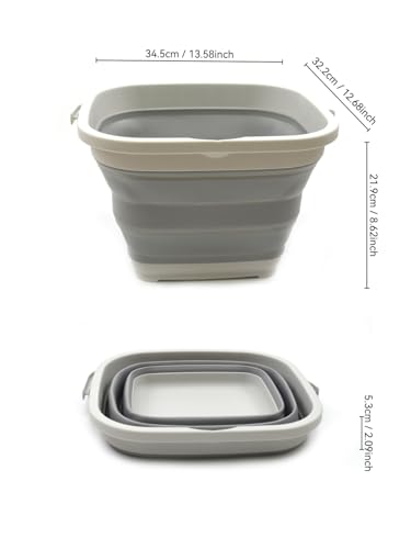 SAMMART 11L (2.9 Gallon) Collapsible Rectangular Handy Bucket/Tub(1, Grey) - color: Gray