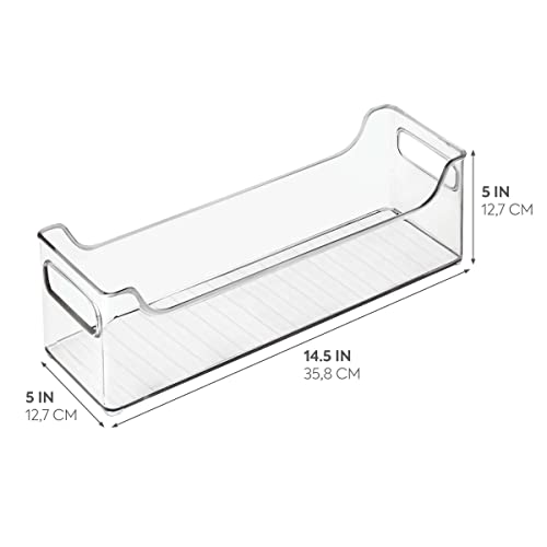 InterDesign iDesign Stackable Plastic Pantry Bin with Handles for Cabinets or Fridge, Set of 2, Clear, Made in USA (Pack of 2) - size: 14.5" x 5" x 5", Set of 2 (Pack of 2), style: Pack of 2