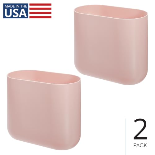 iDesign Small Slim Plastic Bathroom Trash Can, 2-Pack, Pink - color: Pink, style: Pack of 2