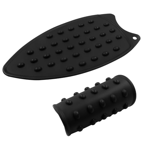 Silicone Iron Rest Pads Mat, Black, 2 Pcs - color: Black