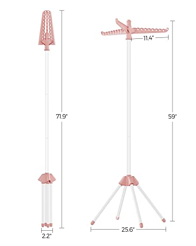 SONGMICS Clothes Drying Rack, 61.6-Inch Drying Rack, 3 Rotatable Arms - color: Pink + White, style: 1-Tier