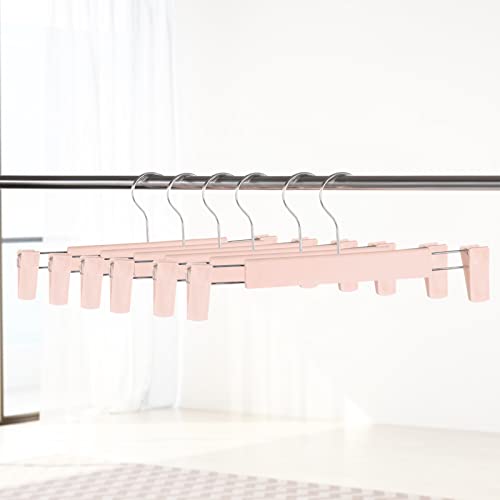 20 Pack Pants Hangers with Adjustable Non-Slip Clips Anti-Rust Hanging Hook for Trouser,Skirts,Jeans,Clothes Hangers Pink - color: Pink, size: 20 Pack