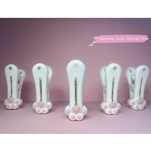 Plastic Clothespins Laundry Clothes Pins-24 Pack, Traceless Clothes Pegs, Bag Clips, Food Package Clip, with Cute Cat Claw Pattern - color: Pink, size: 24-Pack