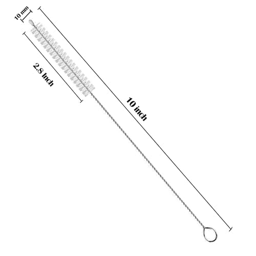 Straw Cleaner Brush Long 10 Inch, Straw Cleaner of Bristles Diameter 10 mm, Reusable Stainless Steel Nylon Straw brush can be used to Clean Stanley Mug, Sippy Cups, Baby Bottles,Coffee Machine (6 PCS)