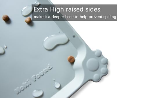 Hoki Found Silicone Pet Food Tray - High-Lips Dog Cat Bowl Mats - Waterproof Dog Cat Food Mats - Battleship - color: Battleship, size: 19" x 12"