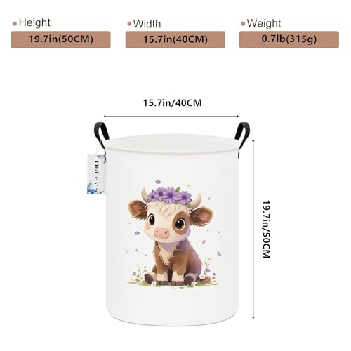 Round Cute calf Laundry Hamper Waterproof Fabric Home Storage - color: Round Cute calf