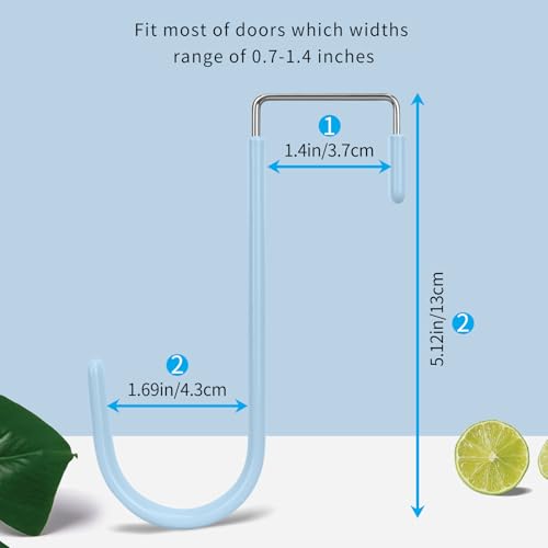 FYY Over the Door Hooks, Single-Hanger 4 Pack, Fits Doors 1 3/8" Cyan - color: A Cyan, size: Short, style: 4 Pack