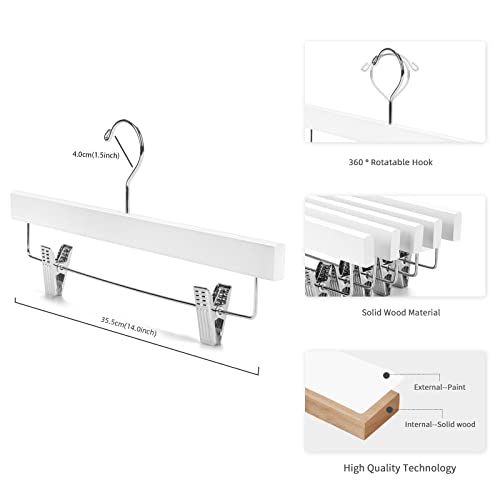 Nature Smile Wooden Pants Hangers, White, Pack of 10 - color: White