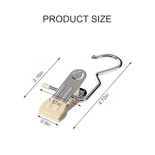20 Pcs Stainless Steel Multi-Function Hanger Clips – Portable Hooks for Laundry Hanging & Closet Storage, Compatible with Boots, Socks, Pants, Hats, Handbags, Towels, Bras