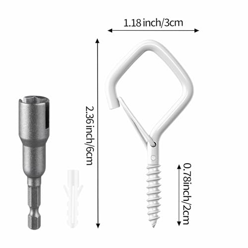 80 Pcs Outdoor Hooks for String Lights,Screw Hooks for Hanging Plants,Ceiling Hooks with Safety Buckle,Square Hanger for Wind Chimes,Bird Feeder,Lanterns,Christmas Decorations White - color: White, size: 80