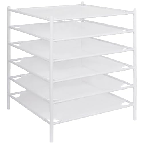 STO STO Sweater Drying Rack, 6-Pack Stackable Mesh Clothes Drying Rack, Laundry Drying Rack for Sweaters, Socks, Toys, White - style: 6 Pack