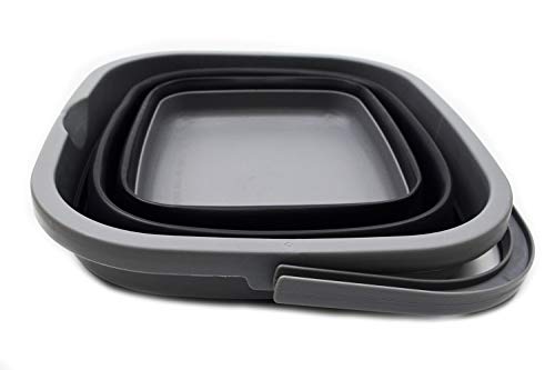 SAMMART 11L (2.9 Gallon) Collapsible Rectangular Handy Bucket (1, Grey/Black) - color: Grey/Black