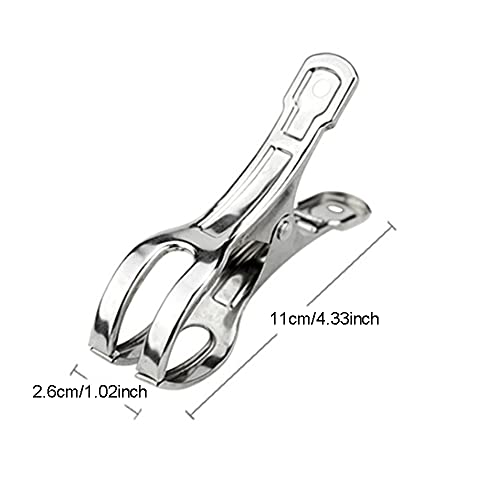 TopHomer 10Pcs Stainless Steel Beach Towel Clips Clamps, 4.33 inch Large Windproof Clips Heavy Duty Quilt Clothespins Peg Clamps for Sunbeds, Sun Loungers