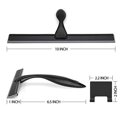 HIWARE All-Purpose Shower Squeegee for Shower Doors, Bathroom, Window and Car Glass - Black, Stainless Steel, 10 Inches - color: Black, size: 10-Inch