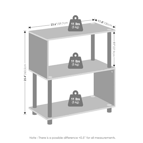 Furinno Reed 3-Tier Geometric Book Shelf with Open Shelf, Espresso - color: Espresso, size: 11.8 (D) x 23.6 (W) x 25.4 (H) inches