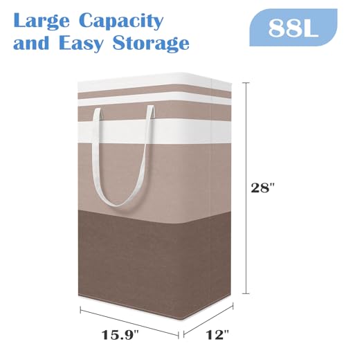 BlissTotes 3-Pack Laundry Basket, Collapsible Laundry Hamper, Khaki, 88L - color: Khaki, size: 88L