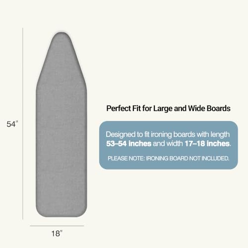 UniSimp Ironing Board Cover and Pad 18"x54" Extra Thick Natural Cotton, Scorch and Stain Resistant Iron Board Cover, Extra Large Iron Board Cover with Fasteners Heavy Duty Heatproof Elastic Edge Gray - color: Gray, size: 18" x 54"