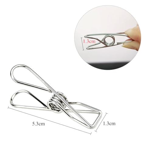 Stainless Steel Strong Laundry Pegs, 50 Pcs Metal Clothes Clips - color: Silver50