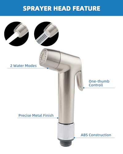2 Mode Kitchen Sink Side Sprayer with Water Flow Restrictor, Brushed Nickel - color: Brushed Nickel, style: braided hose/dual spray mode
