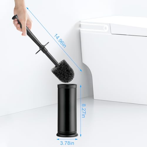 AONEZ Plastic Toilet Brush and Holder Set for Bathroom Cleaning, Black