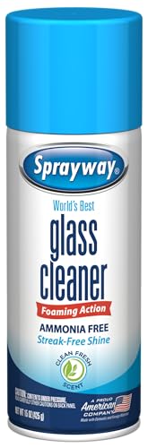 Sprayway Glass Cleaner Foaming Aerosol Spray, 15oz, Pack of 6 | Ammonia-Free, Streakless, Fast-Acting | Cleans & Polishes Glass Surfaces | Fresh Scent, Removes Fingerprints, Dust, Dirt, Smoke Film - size: 15 Ounce (Pack of 1)
