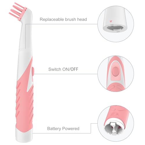 Electric Brush with 4-in-1 Multiple Brush Heads, Cordless Motorized Cleaning Brush for Bathroom, Toilet, Kitchen, Tile, Crevice - color: Red