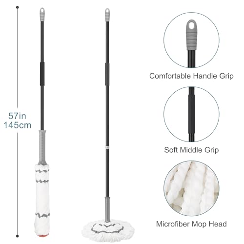 KeFanta Self-Wringing Twist Mop for Floor Cleaning with 57 " Long Handle - color: Gray&white Twist Mop