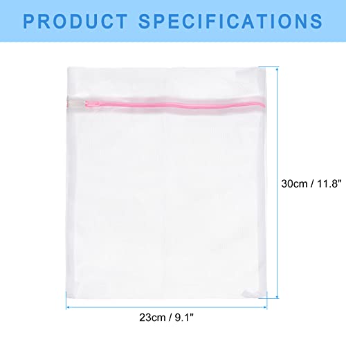 uxcell Mesh Laundry Bags, 5Pcs 9.1"x11.8" Mesh Wash Bag Fine Net Travel Storage Organize Bag with Zipper for Delicate Clothing Laundry Stocking, Pink - color: Pink, size: 9.1"x11.8"