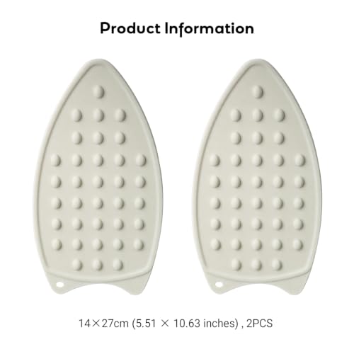 Milky White Silicone Iron Rest Pad,-2 Pack,Heat Resistant Ironing Mat, Non-Slip Hot Iron Stand Holder for Countertops,Laundry Room Accessory