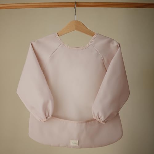 mushie Long Sleeve Baby Bib | Water Resistant Adjustable Fit - color: Blush