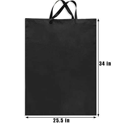 LOLOMLO Extra Large Canvas Laundry Bags with Handles & Drawstring Closure, Heavy Duty Tears Resistant Clothes Storage Travel Bags,25.5"x34",Black - color: Black