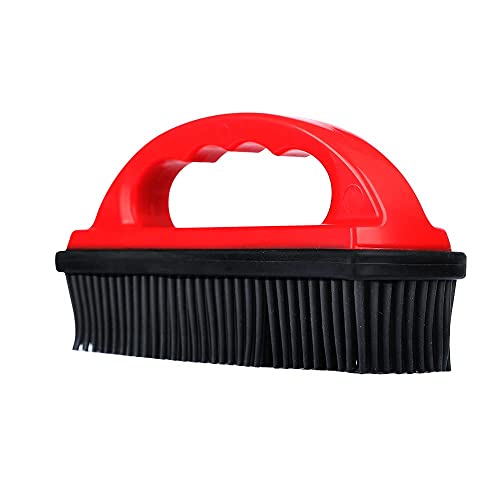 Rubber Brush - Effortless Pet Hair & Lint Removal for Couches & Clothes Red - color: Red