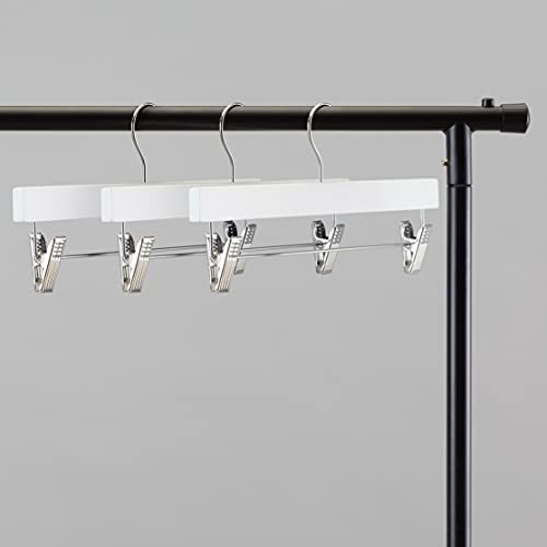 Amazon Basics Durable Wooden Pants and Skirt Hangers with Clips, Closet Organizer, White, 10-Pack - size: 10-Pack